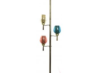 Incredible Mid Century Brass 3 Bulb Tension Pole Floor Lamp