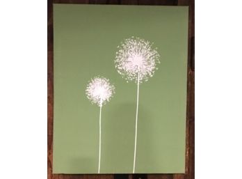 White Dandelions Wall Hanging On Green Canvas By Urban Outfitters