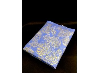 Vintage Regal Blue W/ Gold Floral Pattern Fabric Remnant