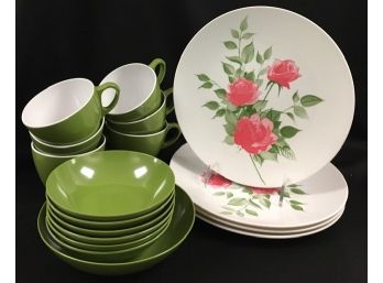 Vintage Melamine Dishware - Rose Theme
