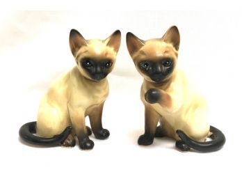 Pair Of Vintage MCM Lefton Ceramic Siamese Cat Collection