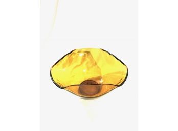 Vintage Amber Glass Serving Bowl