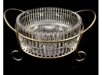 Vintage Gorgeous Ribbed Serving Dish In Caddy
