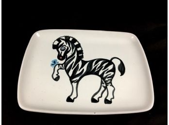 Vintage Signed Glidon Pottery - Zebra Tray