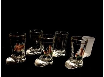Collection Of 6 Souvenir & Keepsake Glass Boots