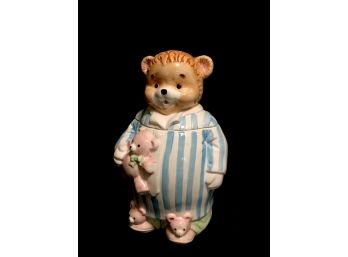 Vintage Teddy Bear In Pajamas Cookie Jar