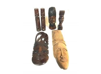 Grouping Of Carved Wooden Masks, Totems, & Figurines