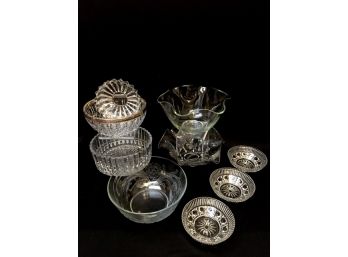 Assortment Of 9 Vintage Clear Serving Bowls
