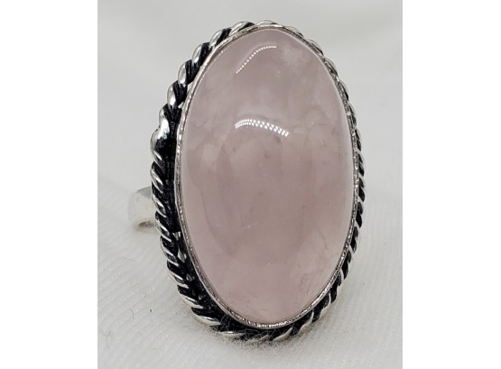 Silver Plated Size 5 Rose Quartz Ring ~ 1'