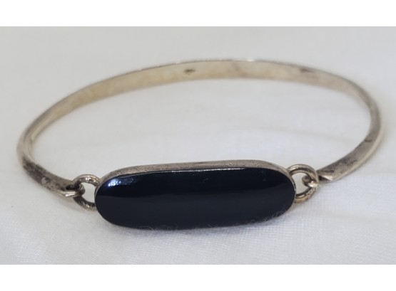 Vintage Sterling Silver Black Tourmaline 7' Bracelet - 10.37 Grams
