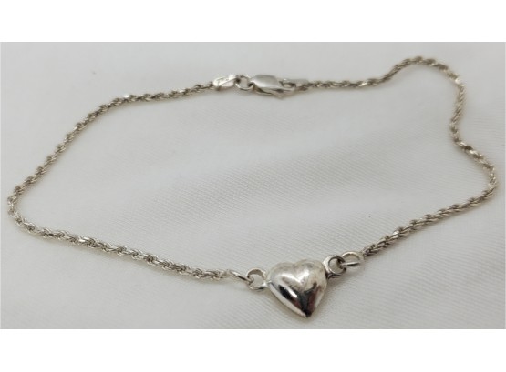 Sweet Vintage 8' Sterling Silver Italian Heart Bracelet - 3.89 Grams