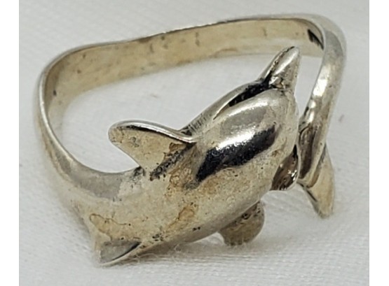 Vintage Sterling Silver Size 8 Dolphin Ring - 4.49 Grams