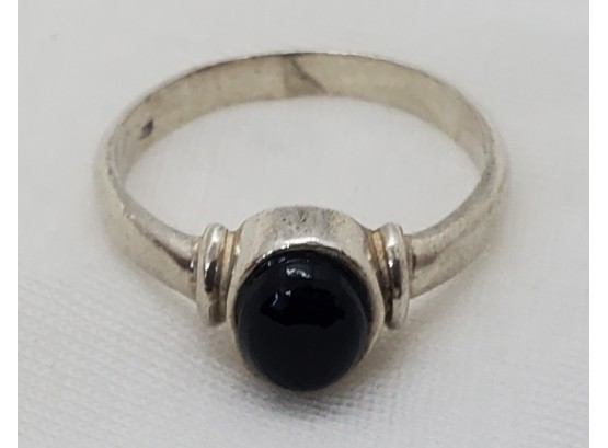 Vintage Sterling Silver Size 8 Black Tourmaline Ring - 3.05 Grams