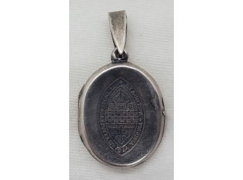 Antique Sterling Silver Collectible Locket From 'Stuart Hall School', Staunton VA 1' X 3/4' ~ 4.96 Grams