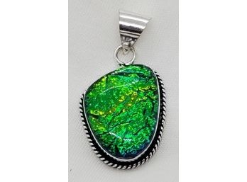 1' Silver Plated Green/Blue Australian Triplet Opal Pendant