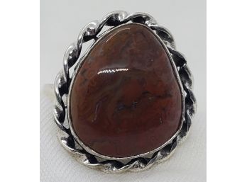 Size 9 Silver Plated Brown Crazy Laced Ring