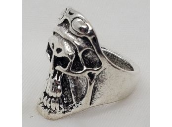 Size 7 Silver Plated Bike Skull Ring