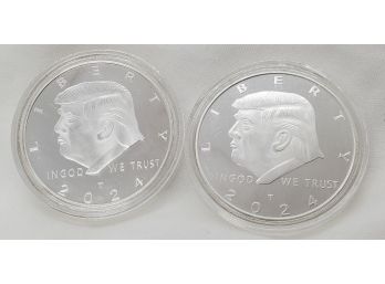 Lot Of (2) Commemorative 2024 Donald Trump Silver Tone Collectible Coins