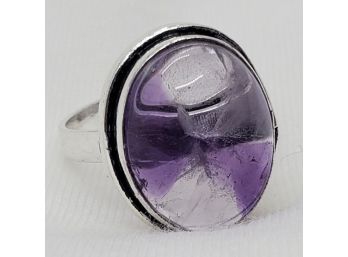 Size 6 Silver Plated Natural Tested Amethyst Ring
