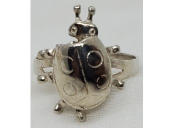 Vintage Sterling Silver Size 9 Ladybug Ring With Movable Head & Legs - 3.78 Grams