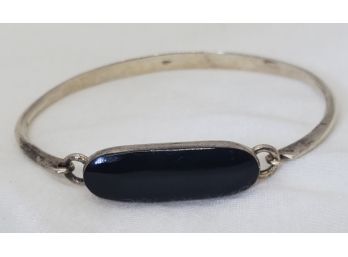 Vintage Sterling Silver Black Tourmaline 7' Bracelet - 10.37 Grams
