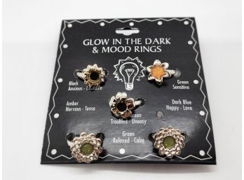 New Old Stock Vintage Glow In The Dark Mood Ring Set