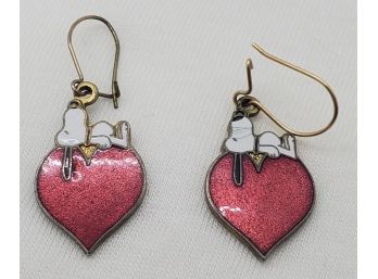 Vintage Collectible Snoopy Heart Earrings 'Aviva' United Features