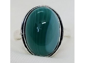 Size 6 Silver Plated Green Laced Ring
