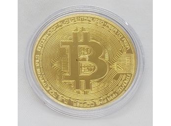 Marked 2013 Commemorative Bitcoin Gold Tone Medal Coin