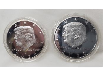 Lot Of (2) Commemorative 2020 Donald Trump Silver Tone Collectible Coins