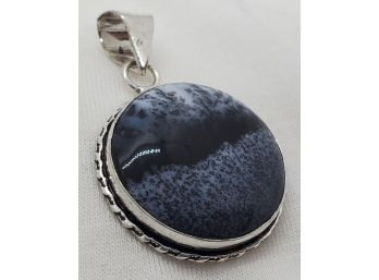 7/8' Silver Plated Dendrite Opal Pendant