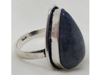 Silver Plated Size 9 Lapis Lazuli Teardrop Ring