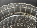 A Mid-Century Pressed Glass Cake Plate & Aluminum Dome