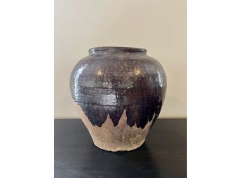 A Hand Thrown Glazed Clay Pot - 14 X 14 - Archaic