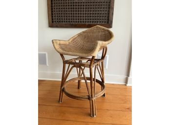 A Bamboo And Rattan Vintage  Balinese  Stool - Dramatic