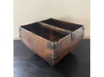 A Primitive Antique Square Wood Basket - Chinese - With Iron Joinery