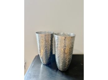 Pair Of Tall Metal Vases