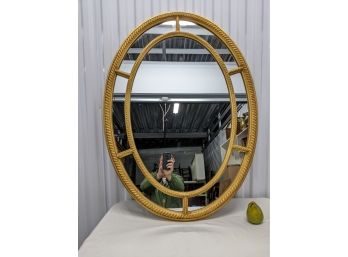 Large Oval Gilded Rope Mirror By Carver's Guild