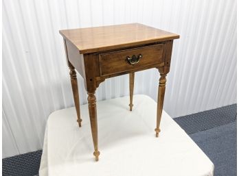Ethan Allen Maple Side Table With Single Drawer