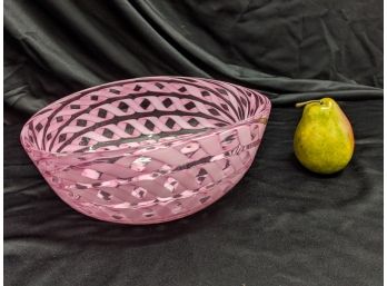 Signed Ribbon Pattern Bowl By Michael Egan From Mountain Glassworks