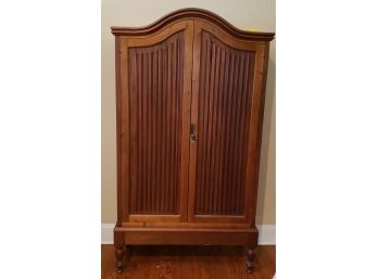 Stunning Well Built, Vintage Two Tone Armoire With Grooved Cherry Panels  -