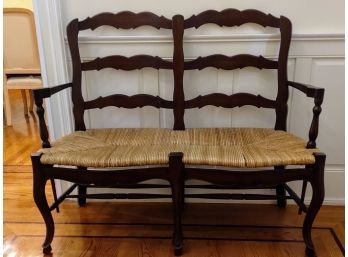 French Country Style Bench With Rush Seat