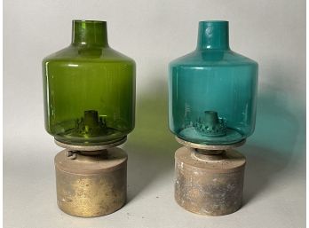 A Pair Of Beautiful Oil Lamps