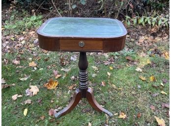 An AMAZING Antique Green Leather Top Table, Clawfoot Feet