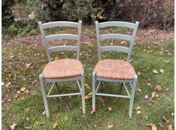 A Pair Of Farmhouse Style Wooden & Rush Chairs