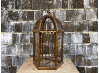A Vintage Wooden Birdcage