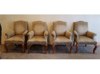 Set Of Four Arm Chairs In Neutral High Quality Durable Fabric