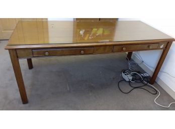 Vintage Oak Writing Desk With Glass Top By Jofco Furniture Company
