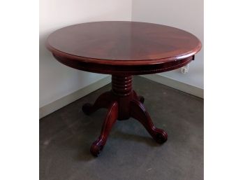 Vintage Round  Pedestal Game/ Console/ Sail Table Wood Ribbed With Four Curvilinear Legs