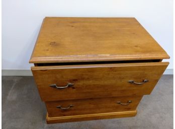 Two Drawer Wooden File Cabinet (Pine) With Metal Racks